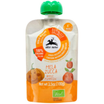 Alce Nero Eco Ābolu un ķirbju biezenis (6m+) 100g